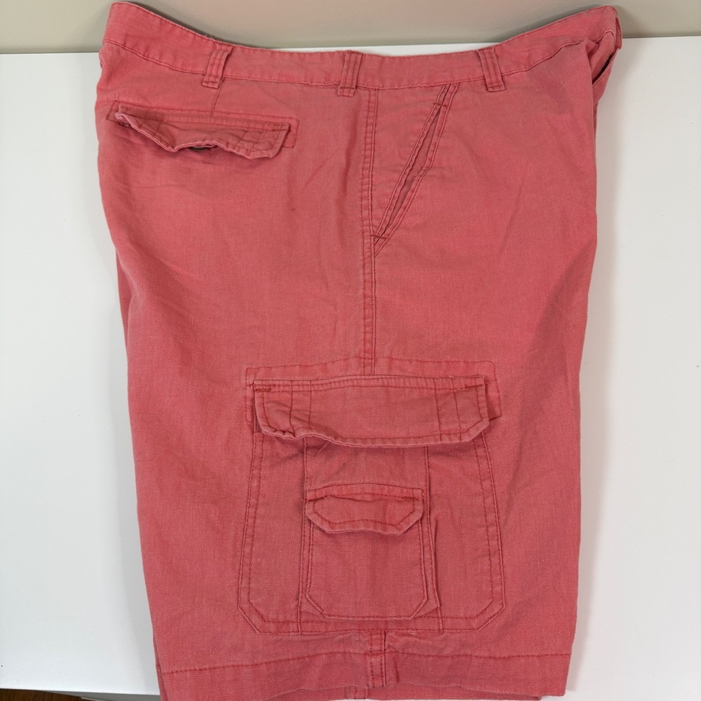 Mens 40 Linen Blend Cargo Shorts Utility Resort Tropical Paradise Collection